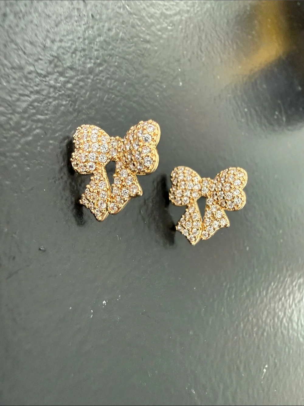 Nordstrom NEW crystal pavé ribbon bow stud earrings MSRP $49